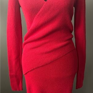 Free Press Red Ribbed Mini Dress